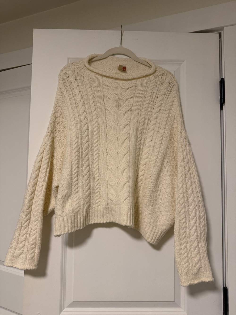 Anthropologie Cream Cable-Knit Turtleneck Sweater